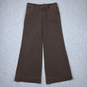 Vtg Gap Pants Women's 4 Brown Pinstripe Low Rise Wide Leg Ankle Y2K Trousers